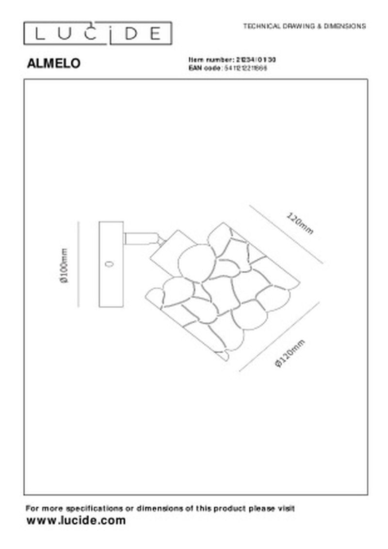 Lucide ALMELO - Nástenné bodové svietidlo / Nástenné svietidlo - Ø 12 cm - 1xE14 - Čierna